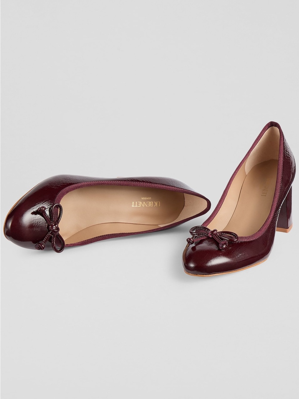 NEW 🍒LK BENNETT🍒 Juliette high ballerina Leather Pumps Bordeaux Size 8